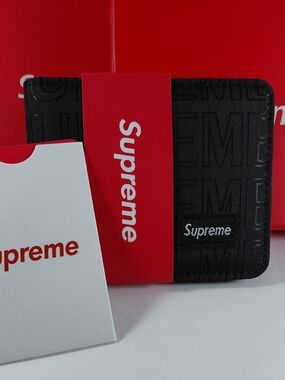 Supreme Black Embossed Wallet - Men's Accessory
